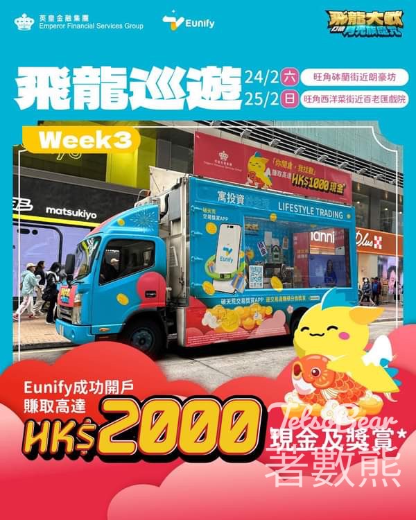 英皇金融飛龍宣傳車 扭蛋遊戲 送電影換票證、$50超市現金禮券 - Jetso Bear
