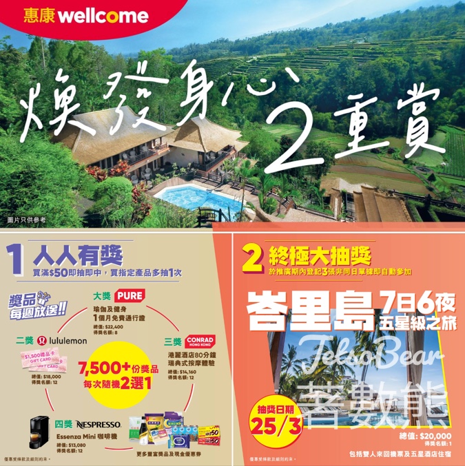 惠康 煥發身心2重賞 人人有獎 送超過7,500份獎品 - Jetso Bear
