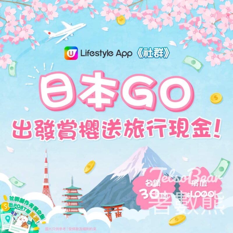 U Lifestyle 社群 #有獎遊戲 送30份 HK$1,000旅行社現金券 - Jetso Bear