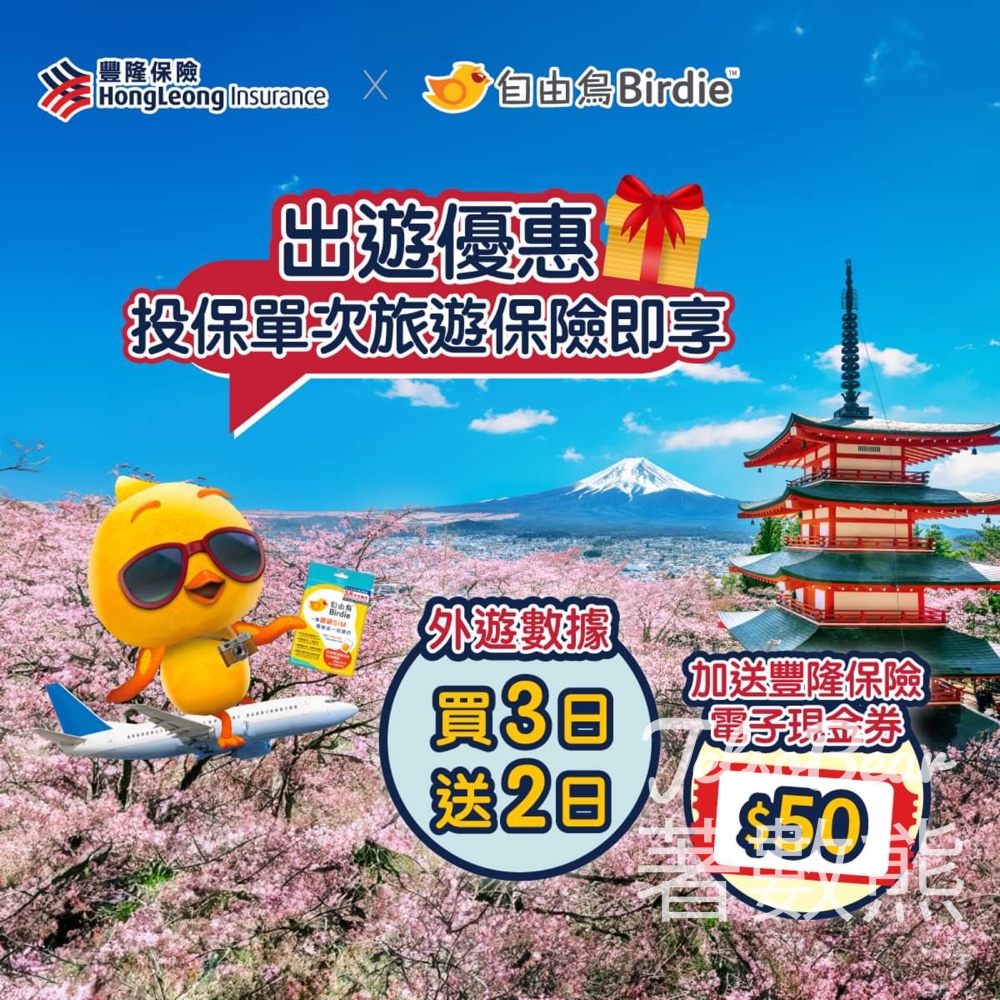 豐隆保險 x 自由鳥 投保單次旅遊保險 可享外遊數據優惠 - Jetso Bear