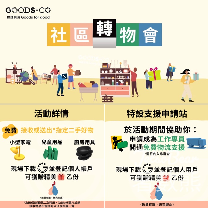 葵涌邨 GOODS-CO 社區轉物會 免費送出、接收二手好物 - Jetso Bear