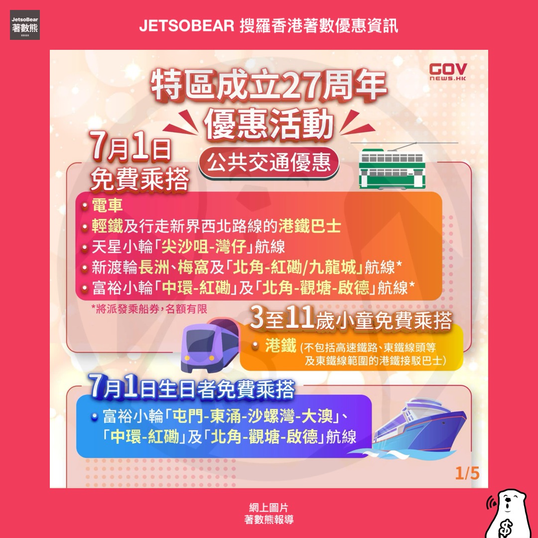 7月1日 慶祝香港特區成立二十七周年特別優惠活動 - Jetso Bear
