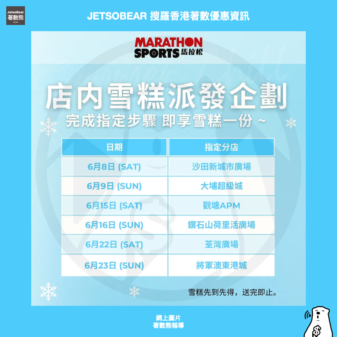馬拉松 登記會員 免費換領 指定口味雪糕 - Jetso Bear