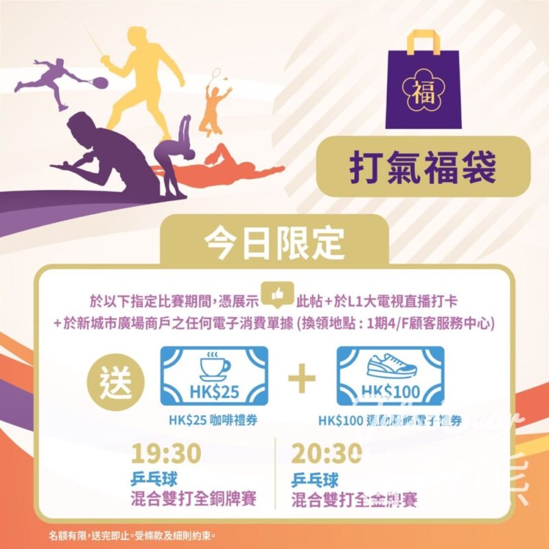 新城市廣場 睇奧運直播 送咖啡禮券、運動服飾電子禮券 - Jetso Bear