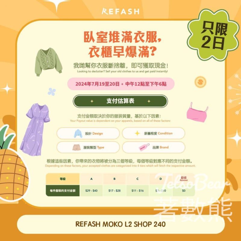 REFASH 回收舊衣服兌換現金 - Jetso Bear