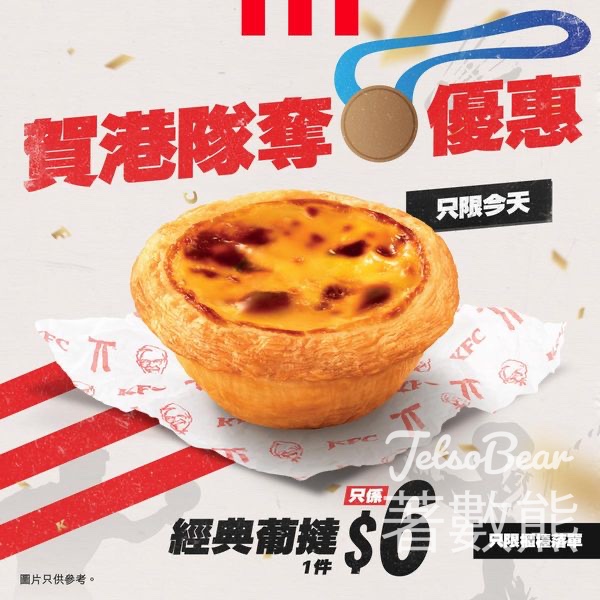 何詩蓓再度奪獎 KFC經典葡撻$6 - Jetso Bear