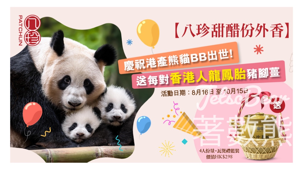龍鳳胎滿月 八珍免費送豬腳薑 - Jetso Bear