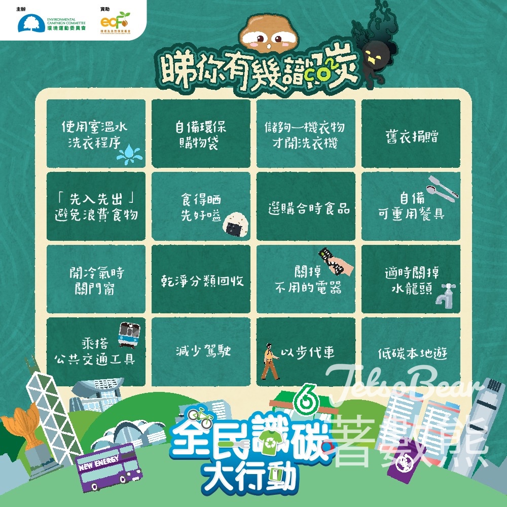 環境運動委員會 #有獎遊戲 送識碳鬼鬼肩膀毛公仔、￼環保福袋 - Jetso Bear