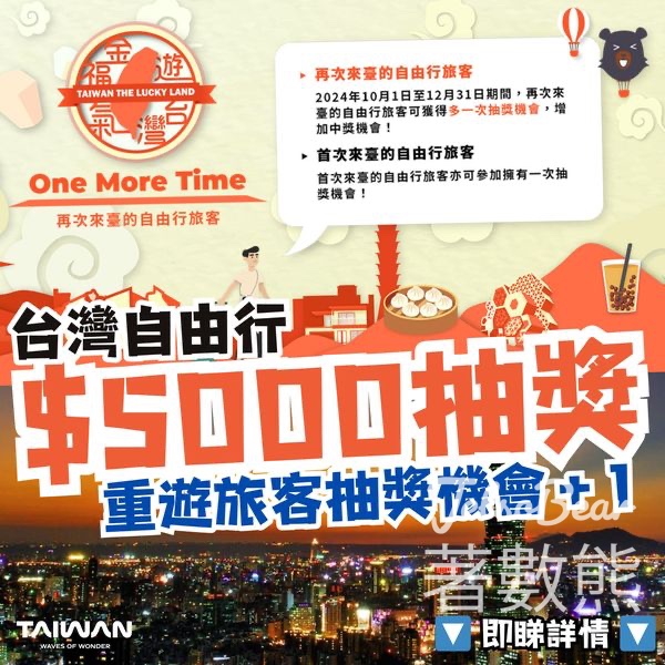 遊台灣金福氣 重遊旅客可享2次抽獎機會 - Jetso Bear
