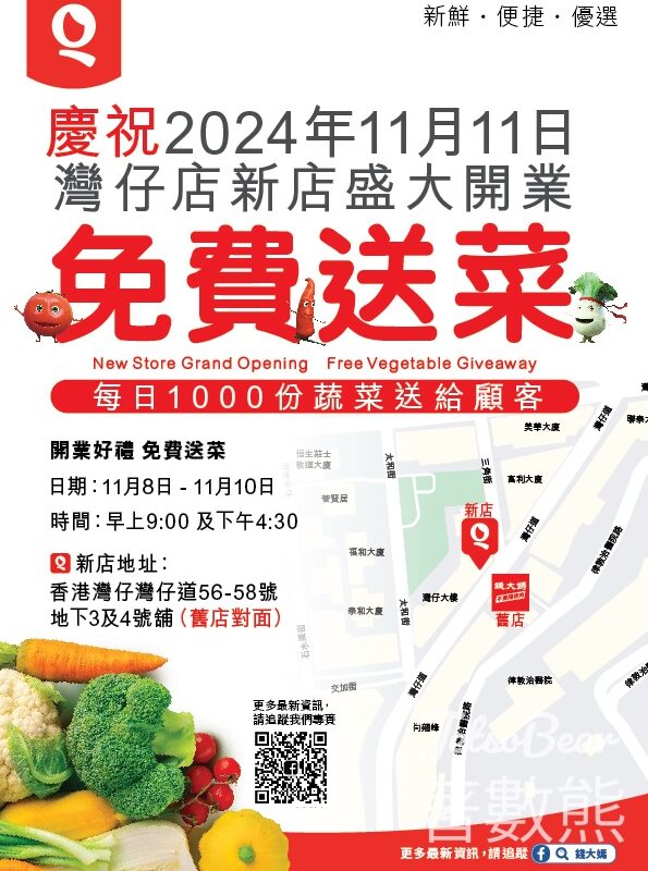 錢大媽灣仔新店開幕 免費派發3000份蔬菜 - Jetso Bear