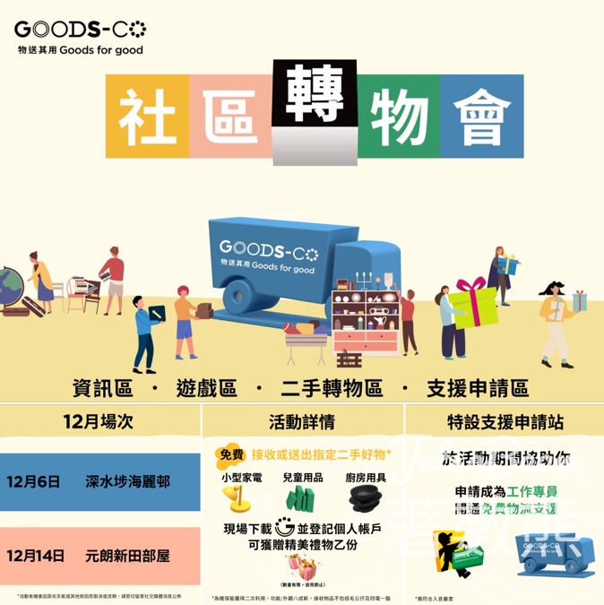 GOODS-CO 社區轉物會12月場次 免費接收、捐贈二手好物 - Jetso Bear
