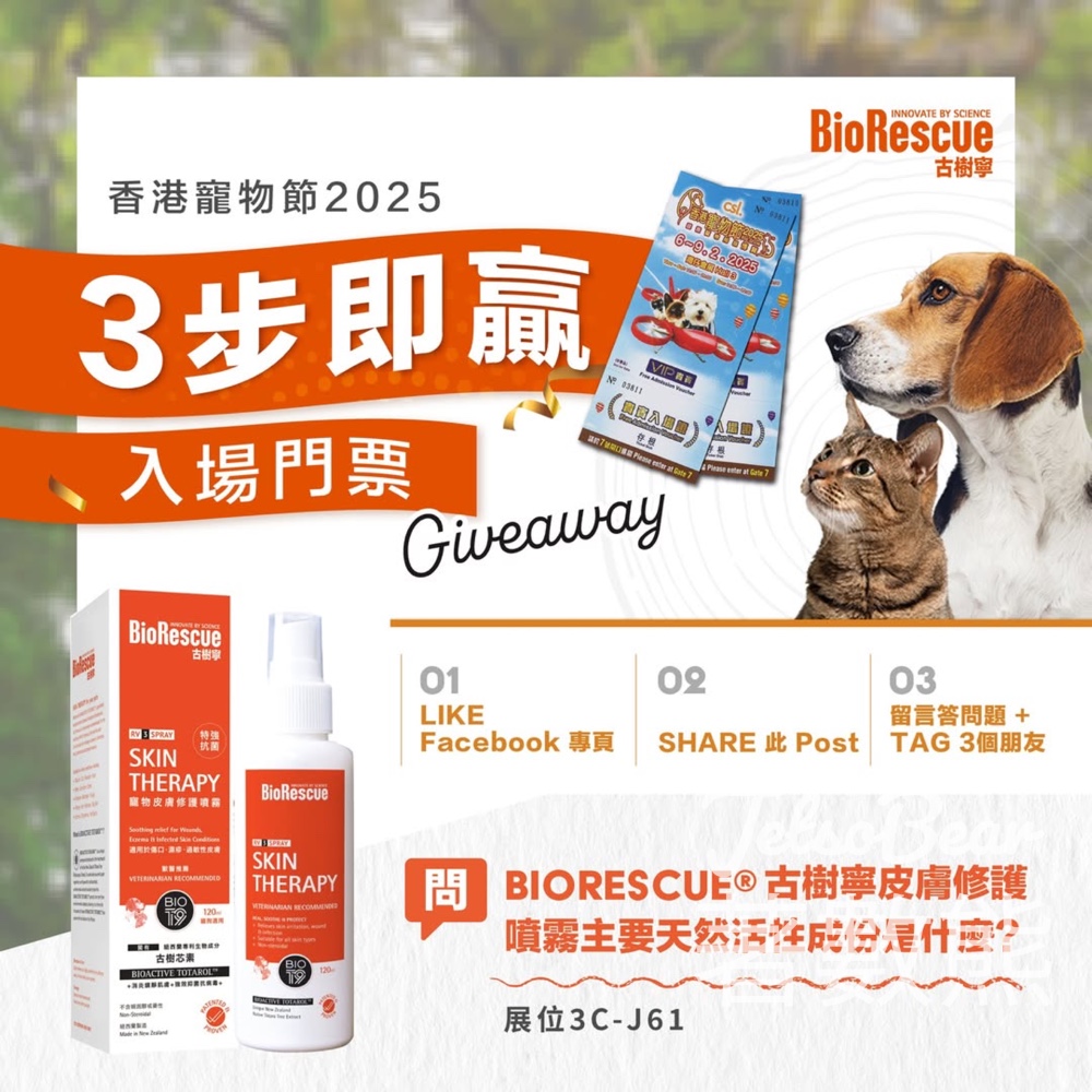 古樹寧 #有獎遊戲 送香港寵物節2025入場劵 - Jetso Bear