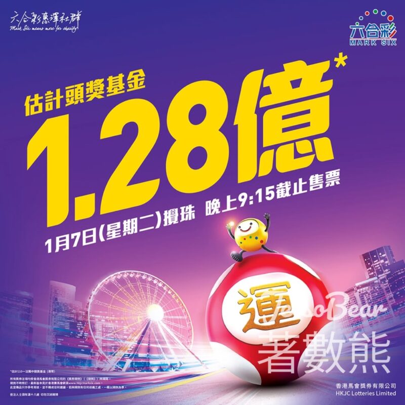 六合彩破紀錄 估計頭獎基金高達1.28億港元 - Jetso Bear