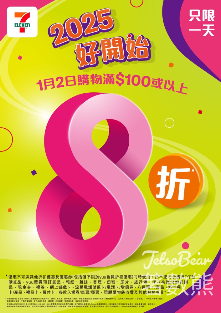 7-Eleven 「1.2 Day」大折日 8折大優惠 - Jetso Bear