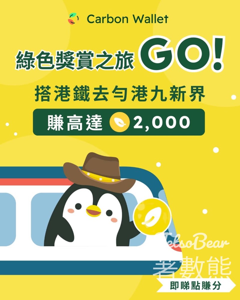 Carbon Wallet 綠色獎賞之旅 領取2,000 CW分 - Jetso Bear