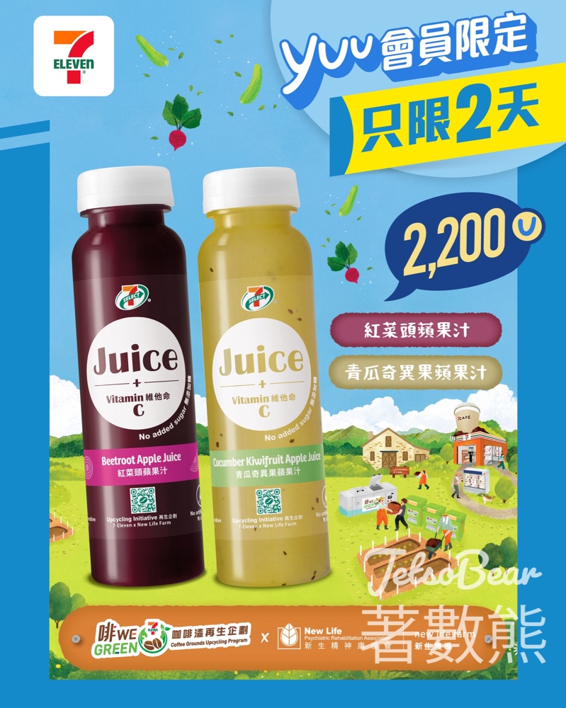 7-Eleven 7-SELECTx 新生農場 推出健康滋味果汁 - Jetso Bear