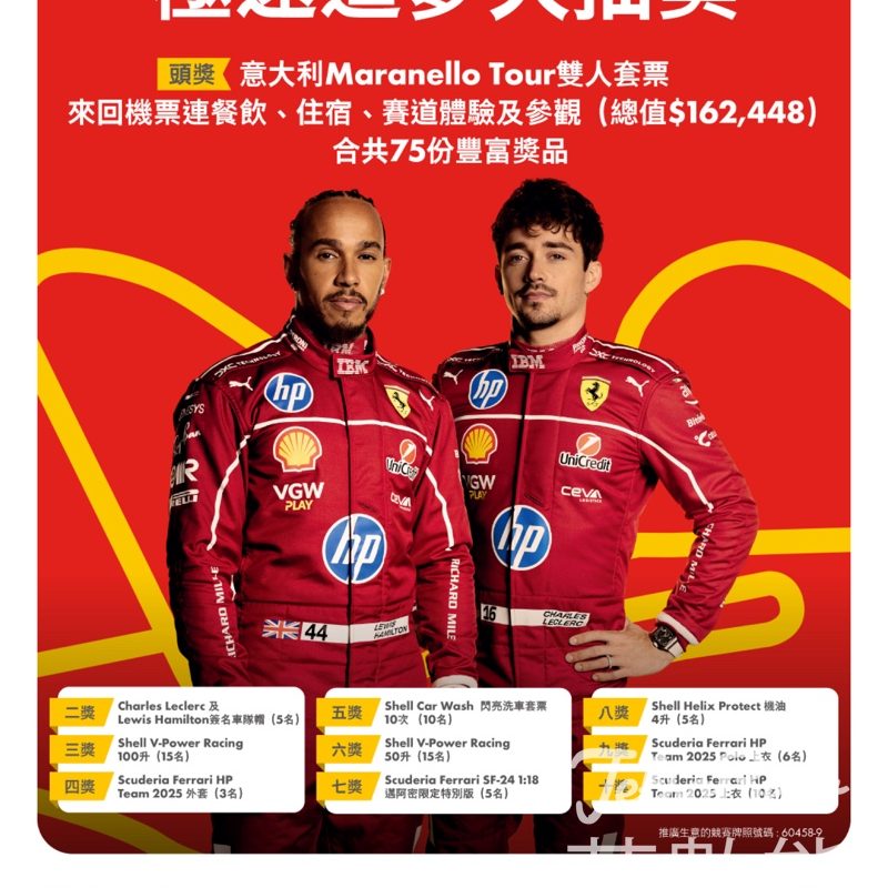 Shell「極速追夢大抽獎」贏取意大利Maranello Tour雙人來回機票連餐飲、住宿、賽道體驗及參觀 - Jetso Bear
