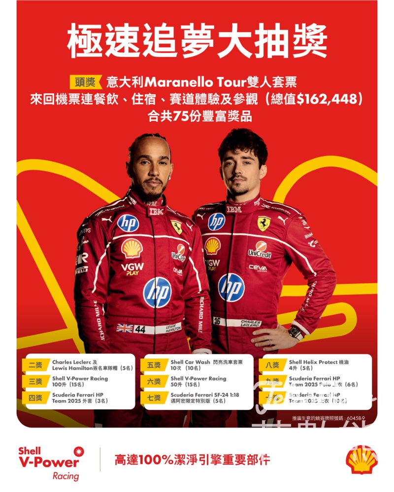 Shell「極速追夢大抽獎」贏取意大利Maranello Tour雙人來回機票連餐飲、住宿、賽道體驗及參觀 - Jetso Bear