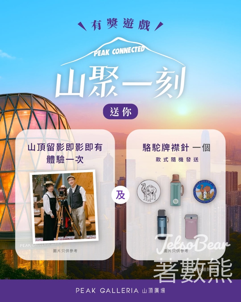 Hang Lung Malls #有獎遊戲 送山頂留影︰復古即影即有體驗及駱駝牌襟針 - Jetso Bear
