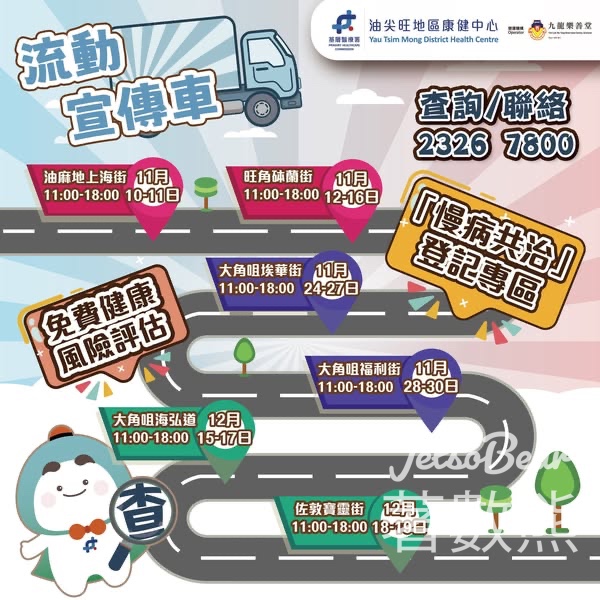 油尖旺地區康健中心流動宣傳車 免費健康風險評估 - Jetso Bear
