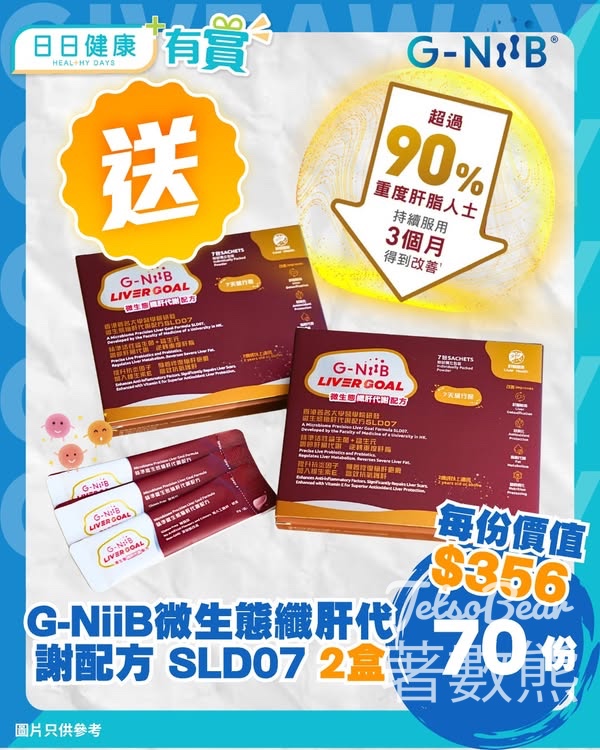 東方新地 #有獎遊戲 送G-NiiB 微生態纖肝代謝配方® SLD07 7天裝 - Jetso Bear