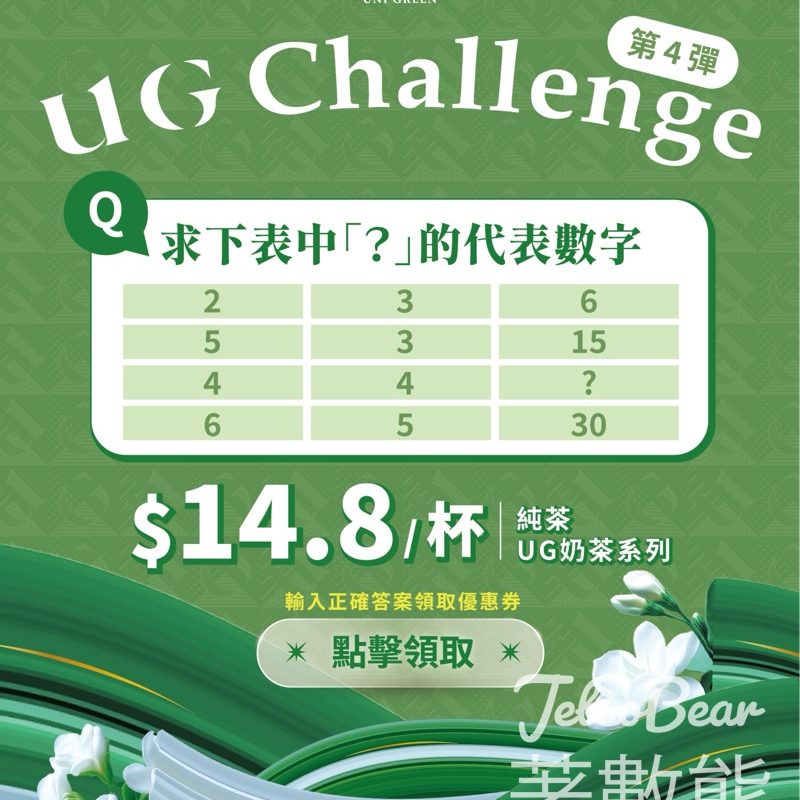 免費領取UG $14.8優惠茶券 - Jetso Bear