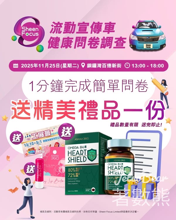 Sheen Focus流動宣傳 完成問卷送精美禮品 - Jetso Bear