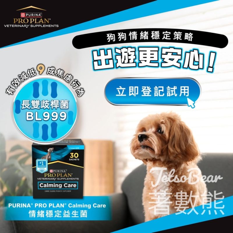 免費領取 PURINA® PRO PLAN® Calming Care情緒穩定益生菌試用裝 - Jetso Bear