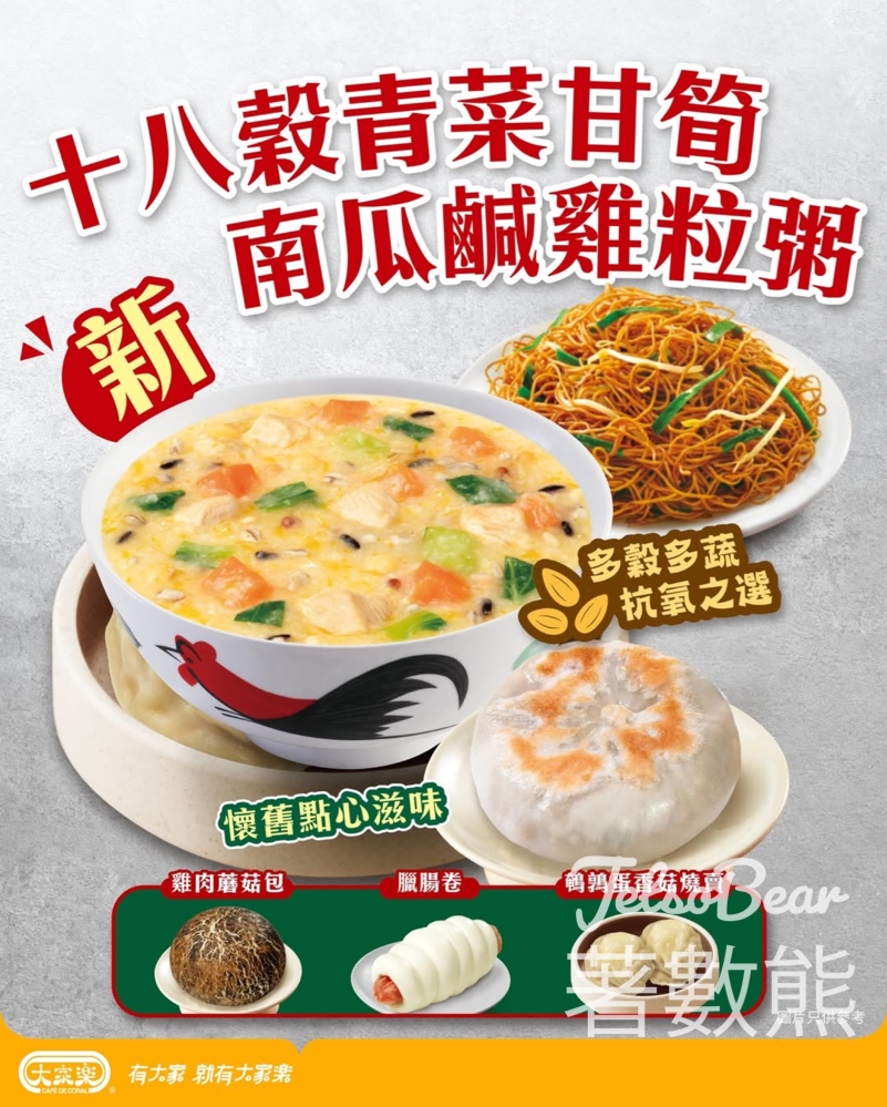 大家樂十八穀青菜甘筍南瓜鹹雞粒粥、大蔥餅 - Jetso Bear