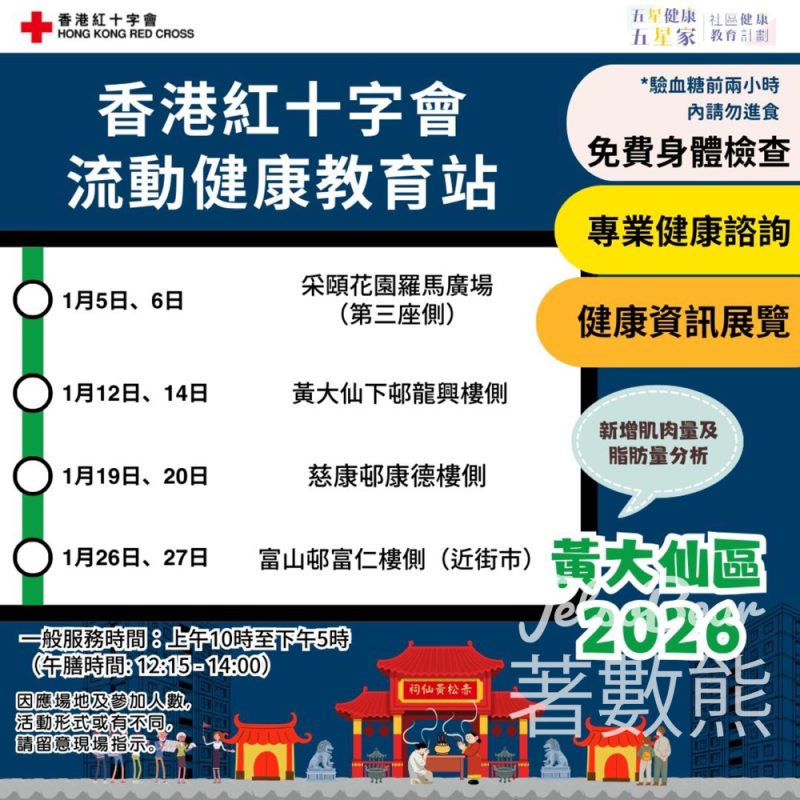 香港紅十字會流動健康教育站 免費身體檢查服務 - Jetso Bear