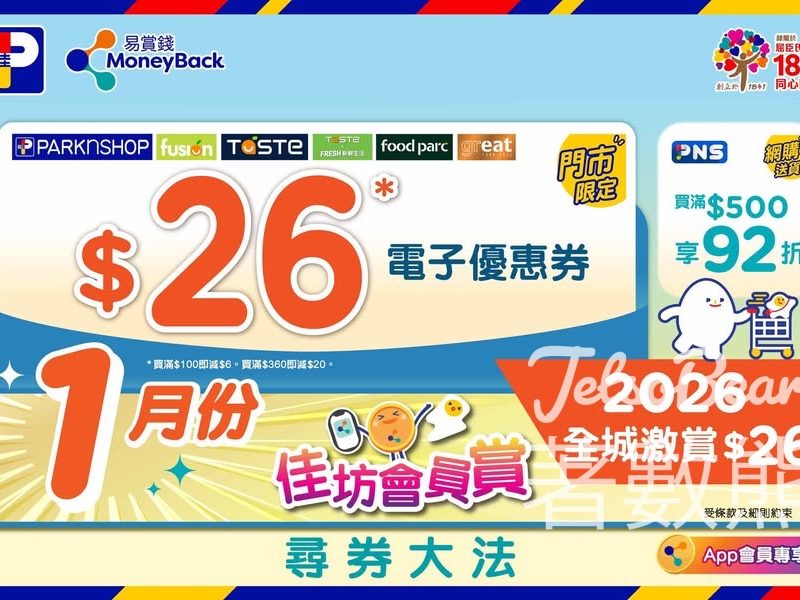 百佳2026全城激賞$26 門市送2張優惠券 - Jetso Bear