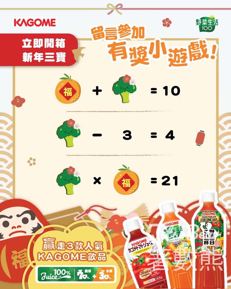 KAGOME #有獎遊戲 送新年分享套裝 - Jetso Bear