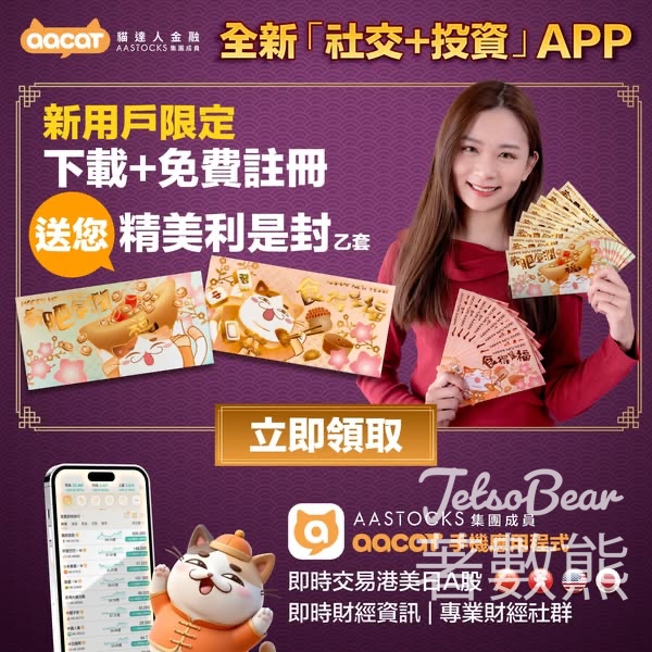 登記AAStocks aacat 新用戶 送肥高利是封 - Jetso Bear