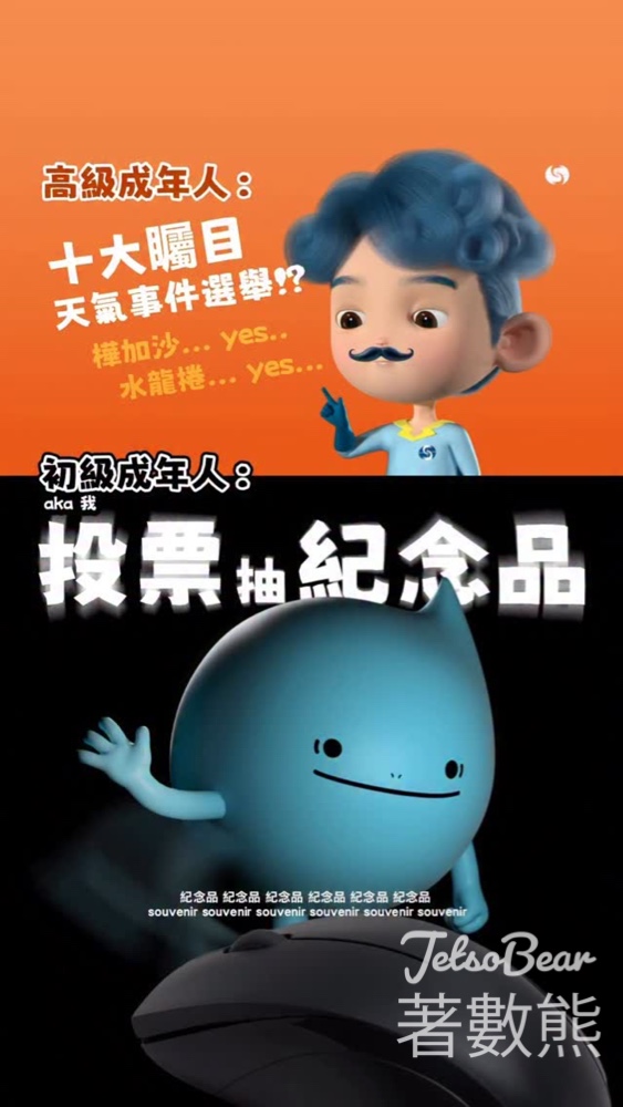 香港天文台《2021-2025十大矚目天氣及氣候事件選舉》 送精美紀念品 - Jetso Bear