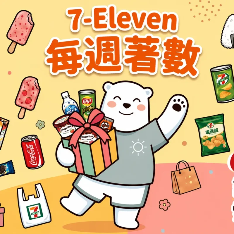 7-11 每週著數優惠懶人包，Jetso Bear 手繪風格封面圖