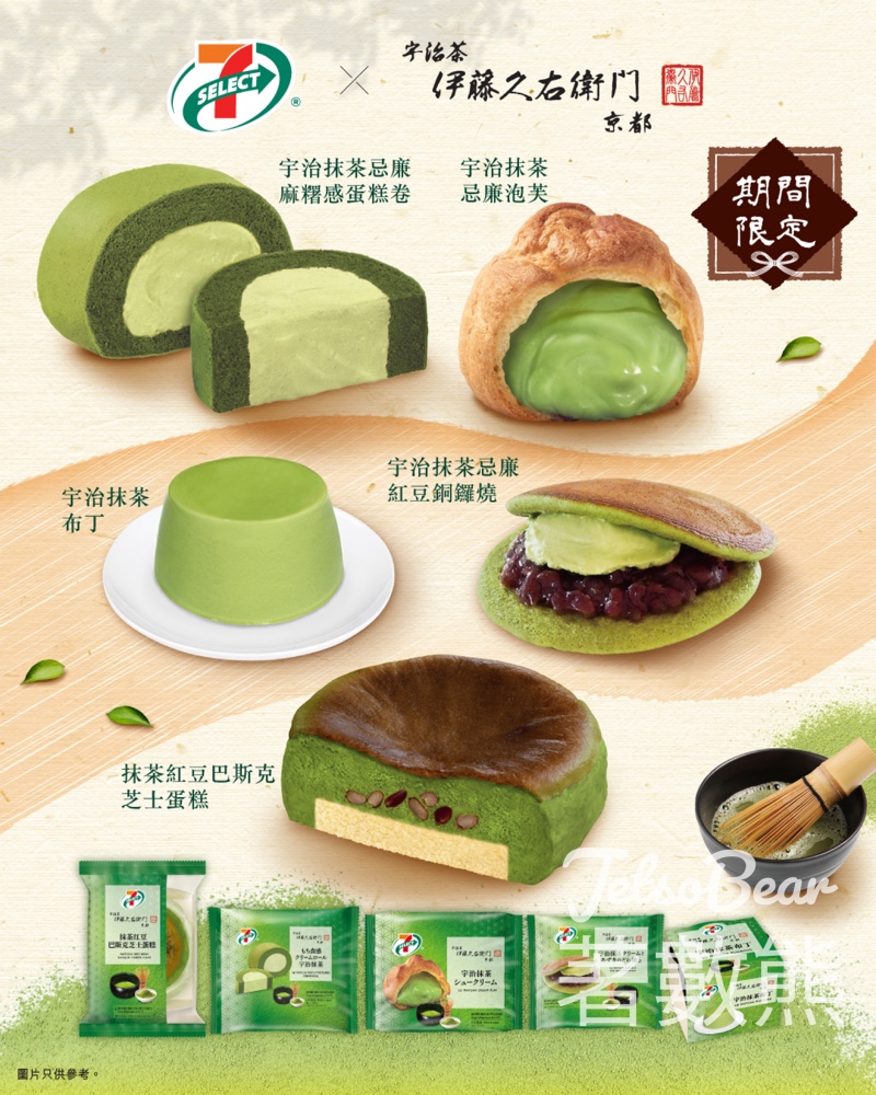 【7仔x伊藤久右衛門】5款抹茶甜品登場｜布丁/蛋糕卷/巴斯克/泡芙/銅鑼燒｜yuu儲印花換免費產品 - Jetso Bear