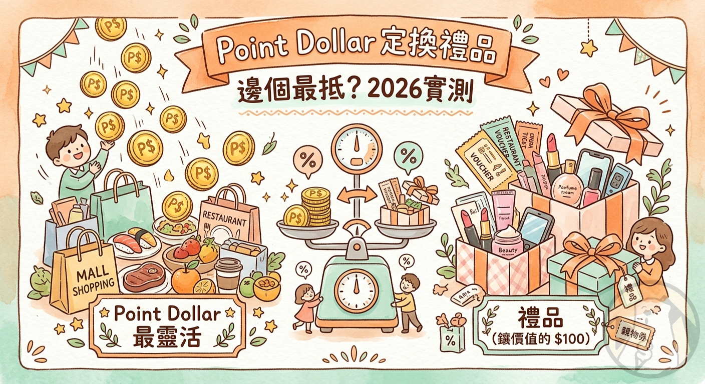 Point Dollar vs 換禮品 價值比較：Point Dollar靈活度高，特價禮品更抵