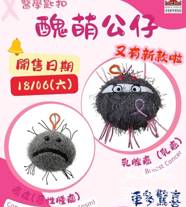 【香港醫學博物館】醜萌醫學匙扣新款登場｜乳腺癌公仔首發｜18/6週末開售 - Jetso Bear
