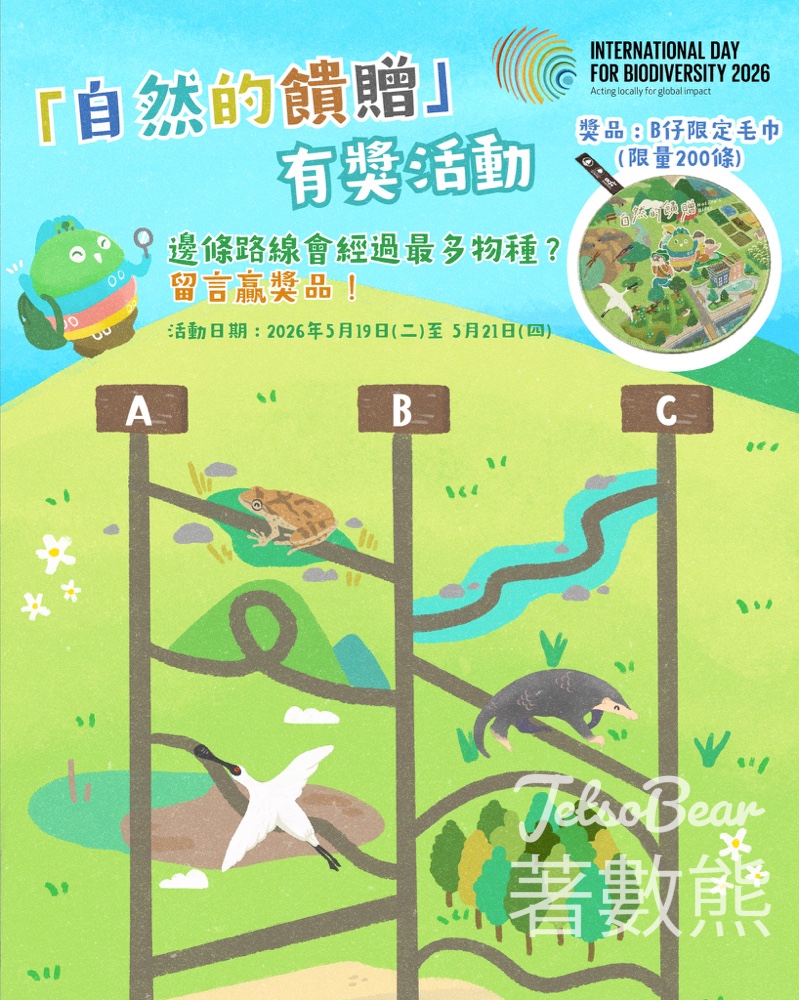 B仔自然教室有獎遊戲｜免費送限定毛巾限量200份先到先得 - Jetso Bear